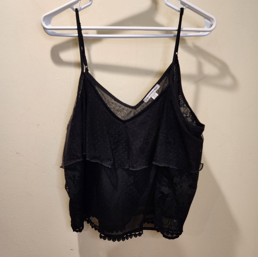 American Eagle Outfitters Black Lace Tank Top Size M